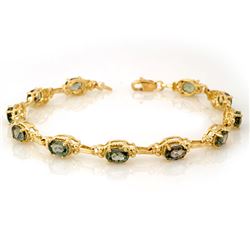 8.0 CTW Green Sapphire Bracelet 10K Yellow Gold - REF-63K6R - 10863
