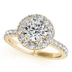 1.25 CTW Certified VS/SI Diamond Solitaire Halo Ring 18K Yellow Gold - REF-155K3R - 26295