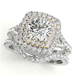 1.67 CTW Certified VS/SI Diamond 2Pc Set Solitaire Halo 14K White & Yellow Gold - REF-235R3K - 30699