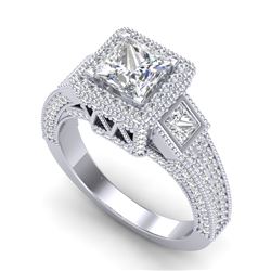 3.53 CTW Princess VS/SI Diamond Micro Pave 3 Stone Ring 18K White Gold - REF-618X2T - 37175