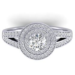 1.15 CTW Certified VS/SI Diamond Art Deco Halo Ring 14K White Gold - REF-147Y3N - 30363