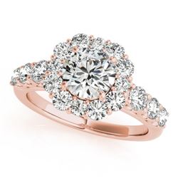 2.25 CTW Certified VS/SI Diamond Solitaire Halo Ring 18K Rose Gold - REF-445W3H - 26267