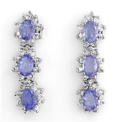 4.38 CTW Tanzanite & Diamond Earrings 14K White Gold - REF-115H3W - 11079
