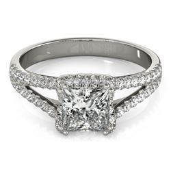 2.05 CTW Certified VS/SI Princess Diamond Solitaire Halo Ring 18K White Gold - REF-661H4W - 27108