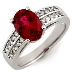 2.50 CTW Rubellite & Diamond Ring 14K White Gold - REF-74N2Y - 11669
