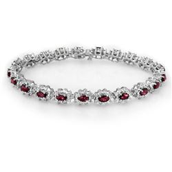 10.80 CTW Ruby & Diamond Bracelet 18K White Gold - REF-372M9F - 13168
