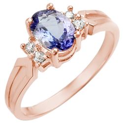 1.10 CTW Tanzanite & Diamond Ring 14K Rose Gold - REF-29T3X - 10186