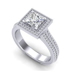 2 CTW Princess VS/SI Diamond Solitaire Micro Pave Ring 18K White Gold - REF-472R8K - 37181