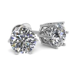 0.50 CTW Certified VS/SI Diamond Stud Solitaire Earrings 18K White Gold - REF-53T6X - 35814