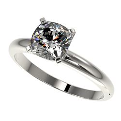 1.25 CTW Certified VS/SI Quality Cushion Cut Diamond Solitaire Ring 10K White Gold - REF-372M3F - 32