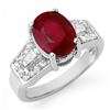 Image 1 : 5.55 CTW Ruby & Diamond Ring 14K White Gold - REF-78W2H - 11702