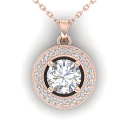 1.1 CTW Certified VS/SI Diamond Micro Halo Stud Necklace 14K Rose Gold - REF-180K2R - 30493