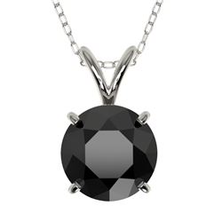 1.59 CTW Fancy Black VS Diamond Solitaire Necklace 10K White Gold - REF-42X9T - 36799