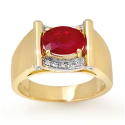 2.33 CTW Ruby & Diamond Mens Ring 10K Yellow Gold - REF-47K6R - 13492