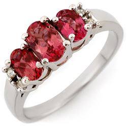 0.92 CTW Pink Tourmaline & Diamond Ring 10K White Gold - REF-29Y3N - 10922