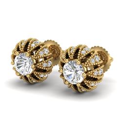 2.01 CTW VS/SI Diamond Art Deco Micro Pave Stud Earrings 18K Yellow Gold - REF-272Y8N - 36997