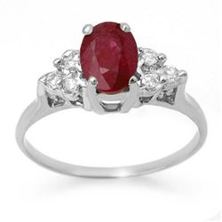 1.35 CTW Ruby & Diamond Ring 18K White Gold - REF-41F8M - 13627