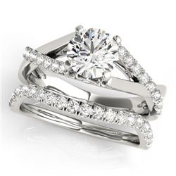 1.06 CTW Certified VS/SI Diamond Solitaire 2Pc Wedding Set 14K White Gold - REF-137R3K - 31619
