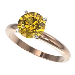 2 CTW Certified Intense Yellow SI Diamond Solitaire Engagement Ring 10K Rose Gold - REF-527R3K - 329