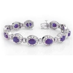 16.0 CTW Tanzanite & Diamond Bracelet 14K White Gold - REF-436R4K - 14196