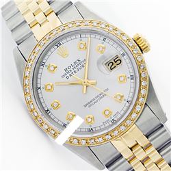 Rolex Men's Two Tone 14K Gold/SS, QuickSet, Diamond Dial & Diamond Bezel - REF-474W5K