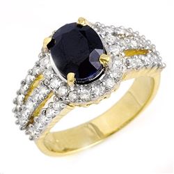 4.70 CTW Blue Sapphire & Diamond Ring 14K Yellow Gold - REF-115R5K - 13095