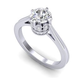 1.14 CTW VS/SI Diamond Art Deco Ring 18K White Gold - REF-220H5W - 36827