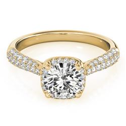 1.5 CTW Certified VS/SI Diamond Solitaire Halo Ring 18K Yellow Gold - REF-389K5R - 26169