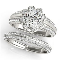 2.41 CTW Certified VS/SI Diamond 2Pc Wedding Set Solitaire Halo 14K White Gold - REF-590F8M - 31289