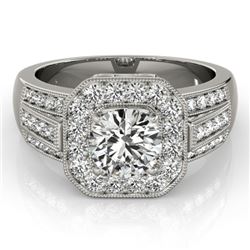 1.5 CTW Certified VS/SI Diamond Solitaire Halo Ring 18K White Gold - REF-292F4M - 26892