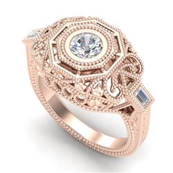 0.75 CTW VS/SI Diamond Solitaire Art Deco Ring 18K Rose Gold - REF-218R2K - 37044