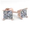 Image 2 : 1.05 CTW Princess Cut VS/SI Diamond Stud Designer Earrings 18K White Gold - REF-164M2F - 32283