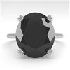 Image 1 : 9.0 CTW Oval Black Diamond Engagement Designer Ring 14K White Gold - REF-202W5H - 38482