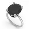 Image 2 : 9.0 CTW Oval Black Diamond Engagement Designer Ring 14K White Gold - REF-202W5H - 38482