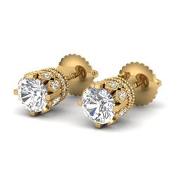 3 CTW VS/SI Diamond Solitaire Art Deco Stud Earrings 18K Yellow Gold - REF-619F6M - 36838