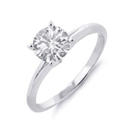 1.0 CTW Certified VS/SI Diamond Solitaire Ring 14K White Gold - REF-256F9M - 12156