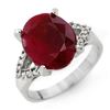 Image 1 : 6.50 CTW Ruby & Diamond Ring 14K White Gold - REF-53H3W - 12759