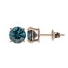 Image 2 : 1.55 CTW Certified Intense Blue SI Diamond Solitaire Stud Earrings 10K Rose Gold - REF-154T5X - 3661