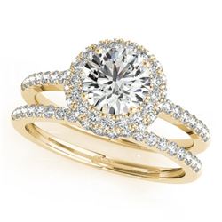 1.25 CTW Certified VS/SI Diamond 2Pc Wedding Set Solitaire Halo 14K Yellow Gold - REF-204W2H - 30926