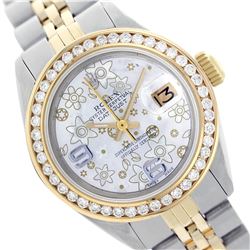 Rolex Ladies Two Tone 14K Gold/SS, Arabic Dial with Diamond Bezel, Saph Crystal - REF-388F4M