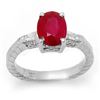 Image 1 : 3.70 CTW Ruby & Diamond Ring 14K White Gold - REF-63R8K - 11683