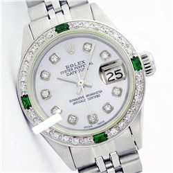 Rolex Men's Stainless Steel, QuickSet, Diam Dial & Diam/Emerald Bezel - REF-441X8A