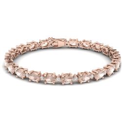 21.2 CTW Morganite & VS/SI Certified Diamond Eternity Bracelet 10K Rose Gold - REF-290H2W - 29456