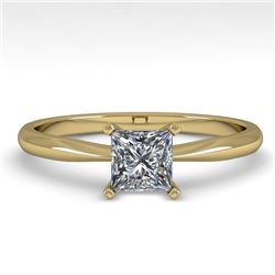 0.52 CTW Princess Cut VS/SI Diamond Engagement Designer Ring 14K Yellow Gold - REF-84M9F - 32155