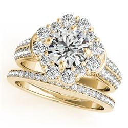 2.38 CTW Certified VS/SI Diamond 2Pc Wedding Set Solitaire Halo 14K Yellow Gold - REF-448F4M - 31108