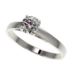 0.76 CTW Certified H-SI/I Quality Diamond Solitaire Engagement Ring 10K White Gold - REF-84R8K - 364