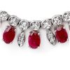 Image 2 : 26 CTW Ruby & Diamond Necklace 18K White Gold - REF-857F8M - 11716