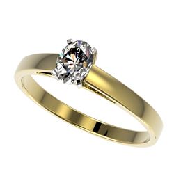 0.50 CTW Certified VS/SI Quality Oval Diamond Engagement Ring 10K Yellow Gold - REF-77H6W - 32964