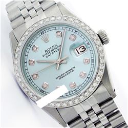 Rolex Men's Stainless Steel, QuickSet, Diamond Dial & Diamond Bezel - REF-441K8R