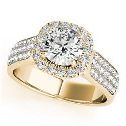 1.8 CTW Certified VS/SI Diamond Solitaire Halo Ring 18K Yellow Gold - REF-435N5Y - 26792